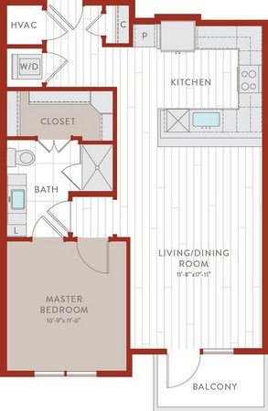 Aura Bluffview Apartments A10 Alt 2 Floor Plan Aura Bluffview Apartments A10 Alt 2 Floor Plan